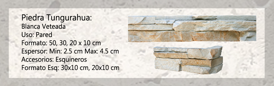 Piedra Tungurahua Blanca Veteada Veteada informacion tecnica