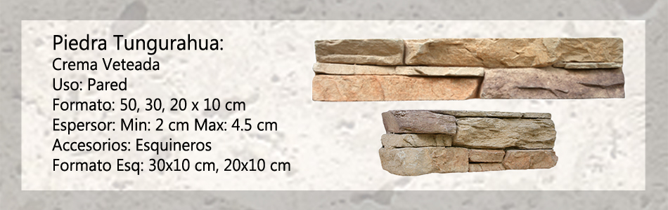 Piedra Tungurahua Crema Veteada informacion tecnica