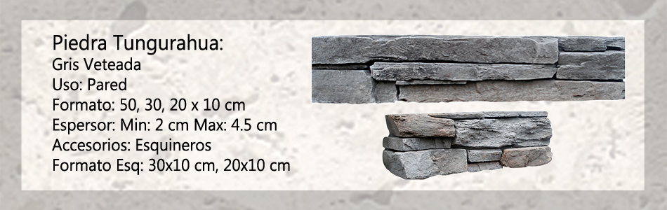 Piedra Tungurahua Gris Veteada informacion tecnica