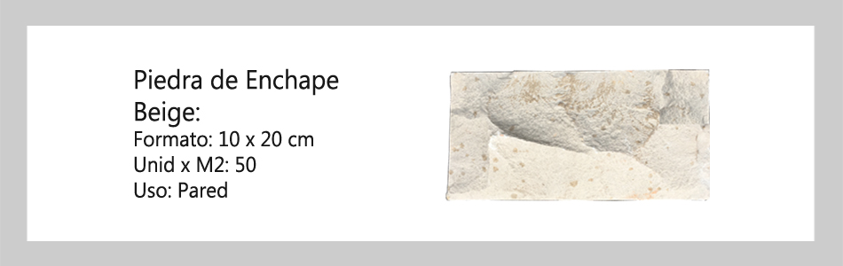 Piedra de enchape 10x20 Beige