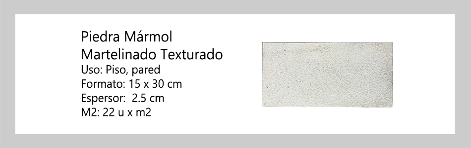 Piedra Marmol Martelinado Texturado 15x30 informacion tecnica