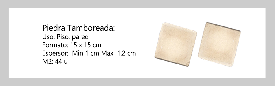Piedra tamboreada 15x15 informacion tecnica