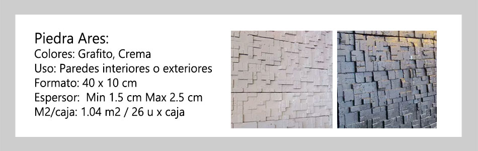 Piedra para fachada Ares informacion tecnica
