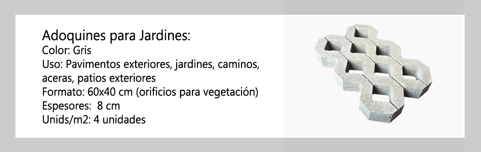 Adoquines para Jardines informacion tecnica