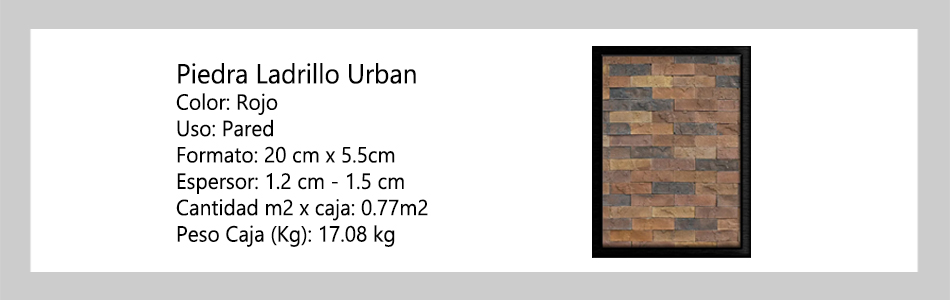 Piedra Ladrillo Urban Sala informacion tecnica